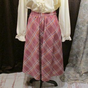 Vintage 70s Mauve Plaid Skirt